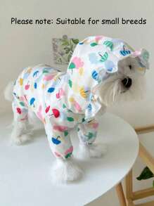1PC Cute Umbrella Print Dog Raincoat Ruffled Brim Hooded Waterproof Jacket Cartoon Pattern Pet Rain Poncho Clothes For Small Dogs Puppy - Multicolor - View 3