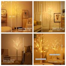 1pc 55/240 LED White Birch Tree Light, Warm White, USB & 3AA Battery Powered (Batteries Not Included), Multi-Function Modes, Holiday (Christmas, Halloween, Thanksgiving) Decoration Tree, Thanksgiving Gift, Easter Party Decor - Warm white light - View 2