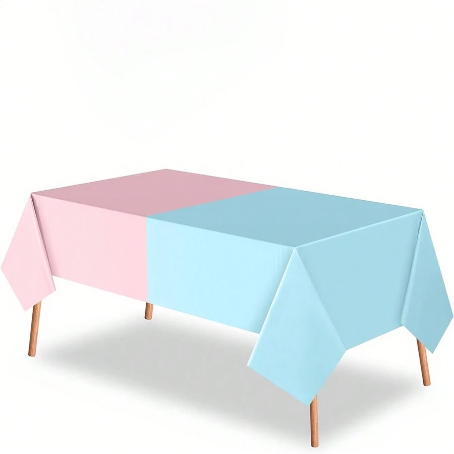 1 pièce/2 pièces/4 pièces Fournitures de fête de révélation du sexe jetables, nappes en plastique pour révélation du sexe, imperméables rose et bleu pour décoration de fête d'anniversaire ou de baby shower - Multicolore - Voir 1