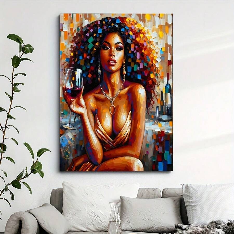 Sensual Nude Model Poster With Curvy Figure - Perfect For Home, Cafe, Bar, Or Man Cave Wall Decor - Canvas Print - 紅白色 - 查看 1