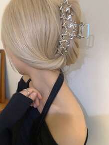 1 chiếc kẹp tóc hình ngôi sao kim loại tối giản phong cách Y2K, thời trang, thanh lịch, đa năng, kiểu dáng đơn giản, phụ kiện tóc màu trơn, kẹp tóc hàm, kẹp tóc cài, kẹp giữ tóc, phụ kiện tóc thường ngày mùa thu đông cho nữ, phù hợp với trang phục đi nghỉ mát, mùa hè, đi biển. - Bạc - Xem 4