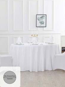 1pc Round White Tablecloth, Polyester Round Table Cover, Suitable For Round Tables, Stain And Wrinkle Resistant, Washable For Wedding, Party, Home Decor, Dining Tables, Buffet And Camping