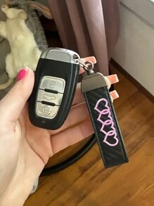 1pc Faux PU Leather Car Keychain 360 Degree Rotating Horseshoe Key Ring For Audi Auto Parts