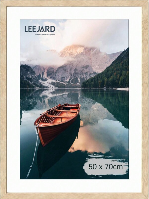 LEEJARD LEEJARD Bilderrahmen 50x70cm, Schwarz Fotorahmen Holzrahmen Mit Bruchsicherem Plexi-Glas Zum Senkrechten Oder Waagerechten, Portraitrahmen Mit Nahtloser Haken für Wandbehänge