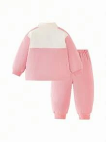 mini bala 年轻女孩户外运动服，拼色长袖运动套装