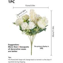 1pc/3pcs Artificial Flowers-Silk Hydrangea, Peony, Carnation Bouquet Real Touch Fake Peony Flower For Autumn Wedding Mother's Day Valentine's Day Vase For Home Dining Room Bedroom Decorations, Festival Birthday Party Accessories, Outdoor Garden Decorations Gifts Graduation