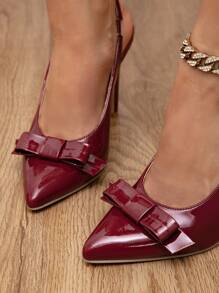 Women Pointed Toe Stilettos High Heels Bowknot Backless Pumps, New Fashion Autumn