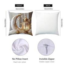 1件斋月简约金色新月灯笼装饰抱枕套，单面柔软桃皮绒面料，45*45厘米/50*50厘米/40*40厘米，适用于现代布艺沙发、室内装饰、派对装饰、礼品 - 彩色 - 查看 4