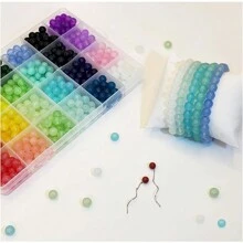 480 件玻璃珠用于珠宝制作，24 种颜色 8 毫米水晶珠手链制作和 DIY 工艺品 - 彩色 - 查看 3