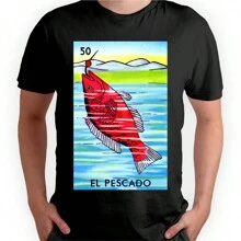 Playera Negra Hombre El pescado Casual 100% Algodón - Negro - Ver 3