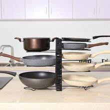 1pc Pot Rack Organizers, 8 Tiers Pots And Pans Organizer For Kitchen Organization & Storage, Adjustable Pot Lid Holders & Pan Rack, Lid Organizer For Pots And Pans With 3 DIY Method