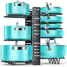 1pc Pot Rack Organizers, 8 Tiers Pots And Pans Organizer For Kitchen Organization & Storage, Adjustable Pot Lid Holders & Pan Rack, Lid Organizer For Pots And Pans With 3 DIY Method