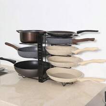 1pc Pot Rack Organizers, 8 Tiers Pots And Pans Organizer For Kitchen Organization & Storage, Adjustable Pot Lid Holders & Pan Rack, Lid Organizer For Pots And Pans With 3 DIY Method