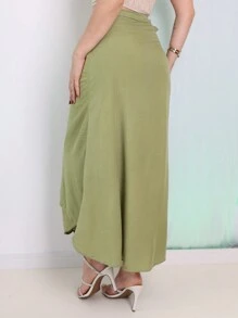 WRAP OVER WRAP SKIRT VARIOUS WAYS TO WEAR IT - Olive Green - View 4