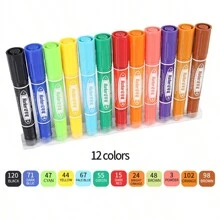 12-Color Double-Headed Permanent Markers, Waterproof Fast-Drying Non-Fading Artistic Outlining Liner Pens, Marking Pens, Courier Graffiti Painting Pens, Outlining Pens, Drawing Pens, Chisel Tip Markers, Oil-Based Pens, Tracing Pens