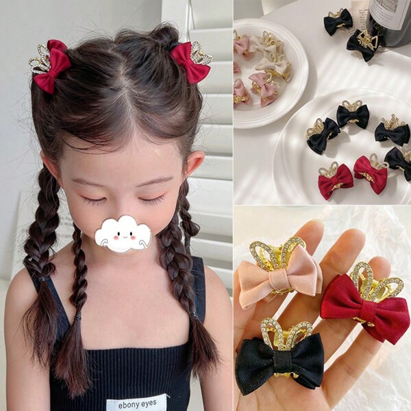 3.5cm Metal Double-Sided Rhinestone Bow Hair Clip, Suitable For Girls, Princess, Bangs, Side Hair, Everyday Wear, Party, Commute