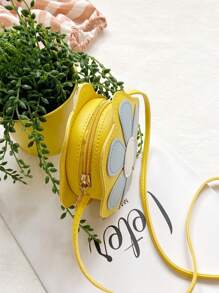 1pc Young Girl PU Leather Zipper Closure Cute Floral Mini Crossbody Bag, Suitable For Daily Use - Flowers - View 12
