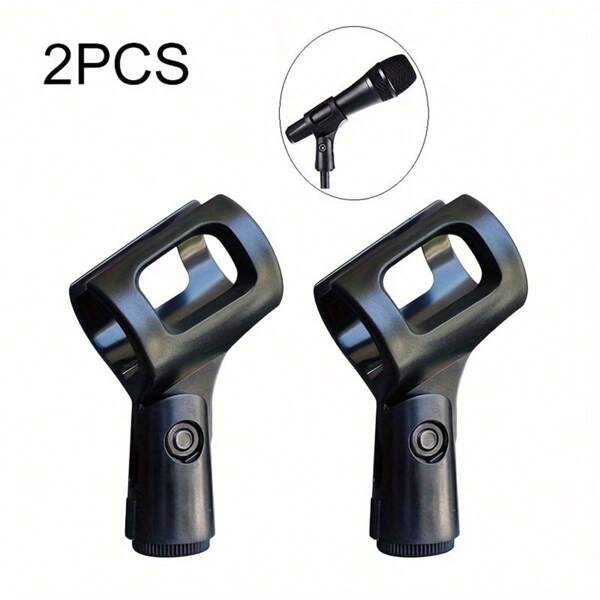 2pcs Universal Microphone Clip Holder - Compatible With Handheld Microphones, Adjustable And Detachable Design, Easy To Install And Use, Suitable For Stage, Studio, And Broadcasting Applications