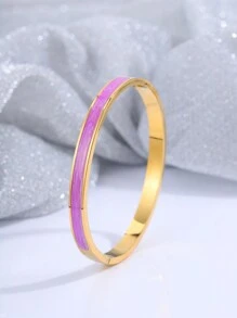 1件彩色时尚奢华不锈钢滴油手链套装，经典百搭，适合各种风格 - 彩色 - 查看 9