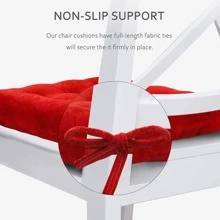Cojín para silla, cojín suave para silla, cojín para asiento de silla con lazos, para interior, jardín, terraza, cocina, (rojo, 45 x 45 cm)