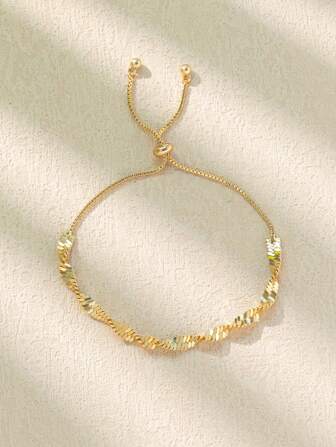 1 件简约金色链条手链，适合女士，适合日常和派对的旧钱配饰