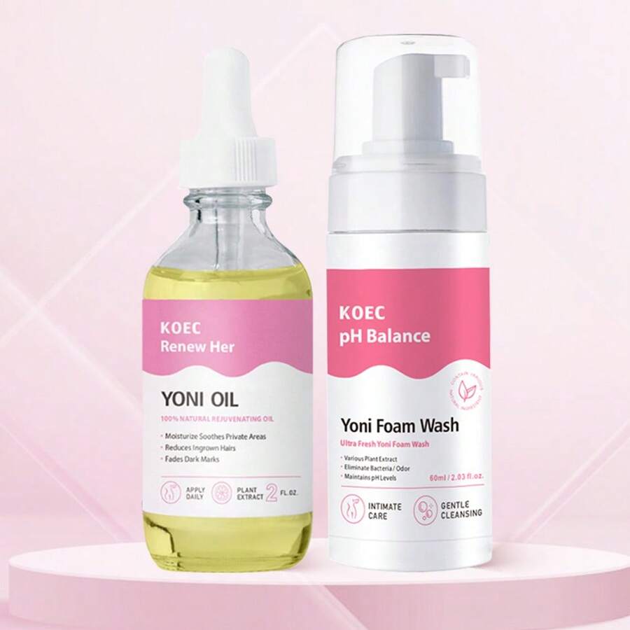 KOEC مجموعة العناية اليومية بالأعضاء التناسلية للمرأة تتضمن: زيت تجديد الأعضاء + رغوة غسول للحفاظ على توازن الأس الهيدروجيني