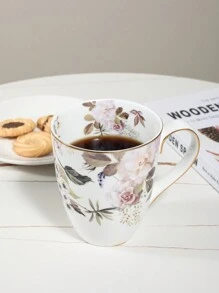 1 pieza Taza de cerámica con elegante diseño de rosa blanca y azul, apta para uso doméstico, club, cafetería - Multicolor - Ver 9
