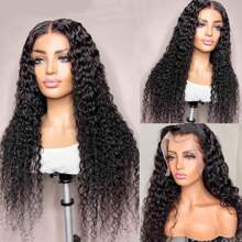13x4 HD Transparent Lace Front Wigs Human Hair 180 Density Wet And Wavy Wigs For Women Curly Lace Front Wigs Pre Plucked With Baby Hair Natural Color Holiday Christmas New Year Valentine's Day - Natural Black - View 3