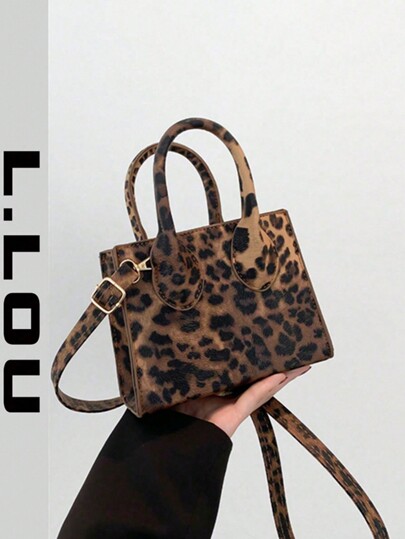 Mini Leopard Print Casual Multipurpose Tote Handbag & Shoulder Bag For Women, Fall Winter Fashionable Cheetah Print Purse For Women, New Fall Winter Tiger Print Bag For Women