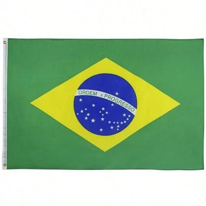 Bandera de Brasil de 3x5 pies, material de poliéster, banderas nacionales brasileñas con ojales, banderas decorativas de jardín