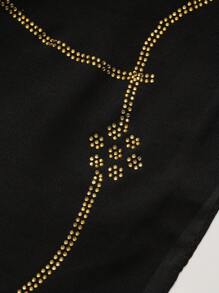 1pc Women's Black Rhinestone Embellished Chiffon Scarf/Neck Wrap, Multifunctional