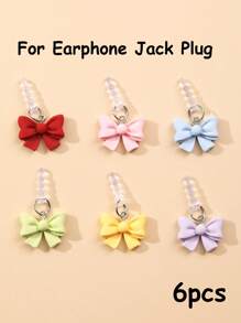 1/6pcs Color Bow Charging Port Dustproof Plug, Dopamine Good Mood Color Matching, Cute And Compact Resin Material Pendant, Bow Tie Decorative Pendant Accessories, Phone Tablet Earphone Kindle Charging Port Silicone Transparent Dustproof Plug, Friend Couple Best Friend Gift, Phone Charging Port Waterproof, - Multicolor - View 31