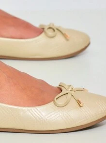 女士平底鞋纯色简约时尚日常休闲 - 金色 - 查看 4