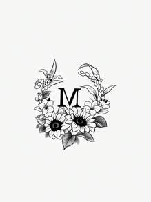 1pc Colorful Temporary Tattoo Sticker, Rose Flower & Motivational Quote, For Unisex, Waterproof & Sweatproof