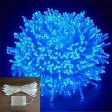 1 pieza Luces de hadas de secuencia de LED con batería, decoración navideña interior/exterior, decoración para bodas y fiestas - Material plástico, eficiente energéticamente, fácil de colgar, baterías no incluidas