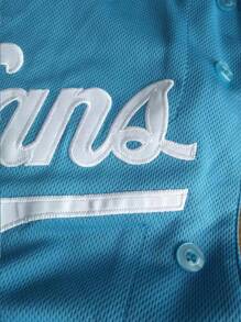 Maglietta da baseball personalizzabile con nome e numero, ricamata, scollo a V, in stile Kansas City, blu, con bottoni, maniche corte, personalizzata, per feste, allenamenti, competizioni sportive, taglie dalla S alla XXL, fai da te