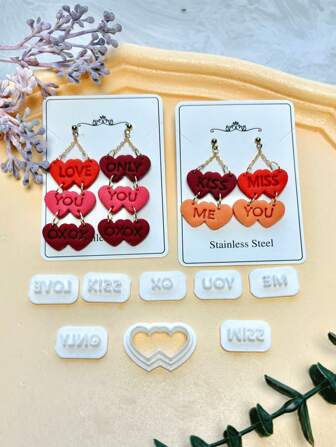 8 件情人节聚合物粘土切割器、弹簧粘土切割器、用于耳环制作的聚合物粘土切割器、珠宝吊坠 DIY 手工工具、聚合物粘土供应