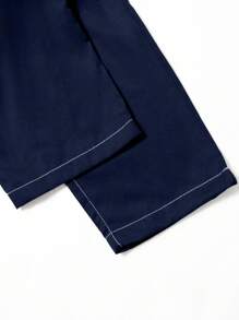 1 条适合青少年女孩的休闲百搭日常/通勤直筒裤 - 藏蓝色 - 查看 6