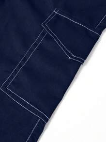 1 条适合青少年女孩的休闲百搭日常/通勤直筒裤 - 藏蓝色 - 查看 5