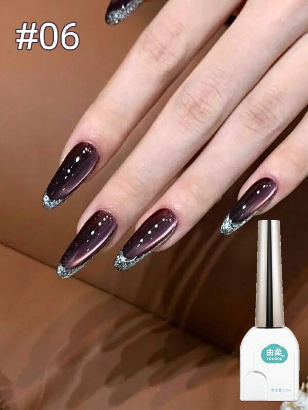 1 Bottle 12ML Talent Gel Nail Polish, Summer 2025 New Crystallized Cat's Eye Salon Gel Nail, Summer Nails, Basic Nail Polish Gel, Suitable For Traveling, Gift For Women And Girls, Home DIY Nail Salon