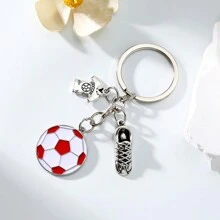 1 buc pandantiv breloc metalic cu fotbal, potrivit pentru geantă de zi cu zi, sport, ținută de călătorie asortată, accesorii pentru rucsac, cadou pentru iubitorii de sporturi de fotbal, accesorii auto, pandantiv pentru geantă