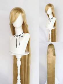 Peluca larga recta de princesa rubia con flequillo, fibra sintética sin pegamento de 60 pulgadas, peluca de princesa para mujeres, cosplay anime, uso diario, fiestas de San Valentín y Halloween, escuela, carnaval, conciertos, vacaciones, fotografía, Comic Con, exposiciones, regalos de Acción de Gracias, decoraciones navideñas