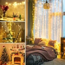 1 pieza Luces de hadas de secuencia de LED con batería, decoración navideña interior/exterior, decoración para bodas y fiestas - Material plástico, eficiente energéticamente, fácil de colgar, baterías no incluidas