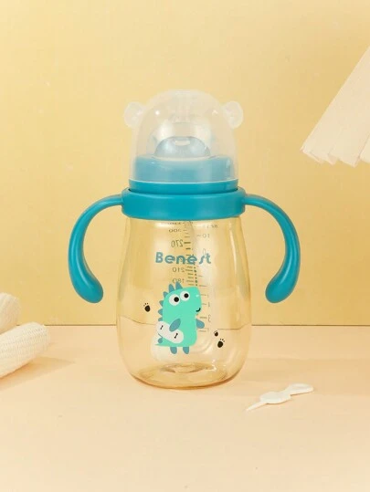 1 件 210ml/330ml 婴儿 PPSU 奶瓶，带手柄和吸管，自动喂食，卡通图案，附赠 2 个奶嘴