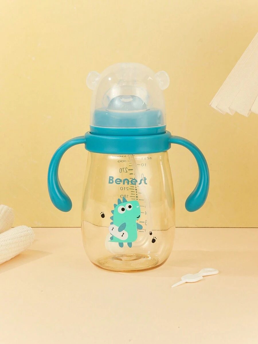 1 件 210ml/330ml 婴儿 PPSU 奶瓶，带手柄和吸管，自动喂食，卡通图案，附赠 2 个奶嘴 - 藍色 - 查看 1