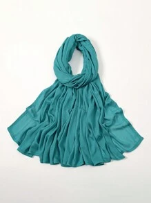2pcs/1pc Wide-Brim Chiffon Scarf For Women, Fashionable Breathable Long Scarf, Muslim Hijab Headscarf, Suitable For Daily Comfortable And Versatile Wear