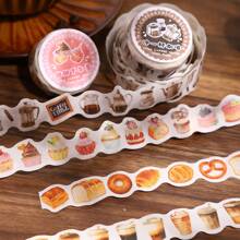1 Roll MINI Coffee And Bread Doughnut Pattern Stickers On Roll Cutting Decor Sketchbook Aesthetics Scrapbooking DIY Collage Card Material Washi Tape Office & School Supplies