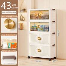 5/4/3/2/1 Layer Foldable Multi-Layer Storage Box, Bedroom Clothes, Double-Door Storage Cabinet, Cream-Colored, For Living Room, Books, Snacks, Folding Cabinet - Color Mixing - View 22
