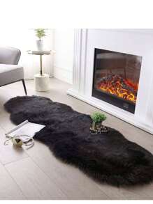 1pc Faux Knitted Bedroom Anti-Slip Carpet Pad ,Room Decor - Black - View 17