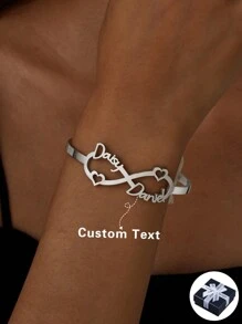 Personalized Couple Name Adjustable Stainless Steel Bracelets, 2pcs Custom Engraved Bracelets, Ideal Gifts For Valentine's Day, Anniversary, Wedding, Everyday Wear, Fashionable, Vintage, Minimalist, Unisex, Customized, Unique